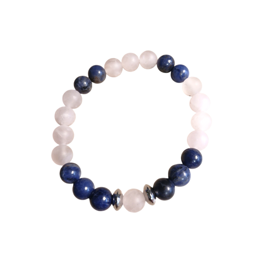 "Harmonie de l'âme" Quartz rose mat & Sodalite