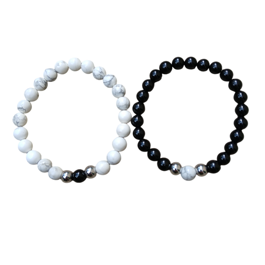 Bracelets Howlite & Tourmaline noire "Harmonie Protectrice"