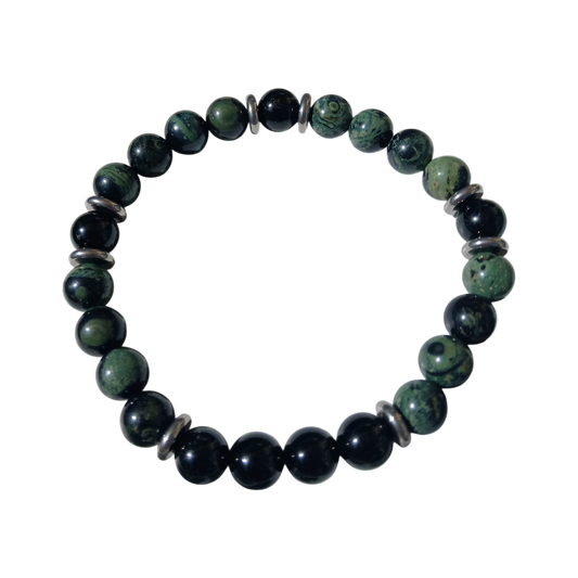Bracelet Jaspe Kambaba & Spinelle noir "Essence Terrestre"