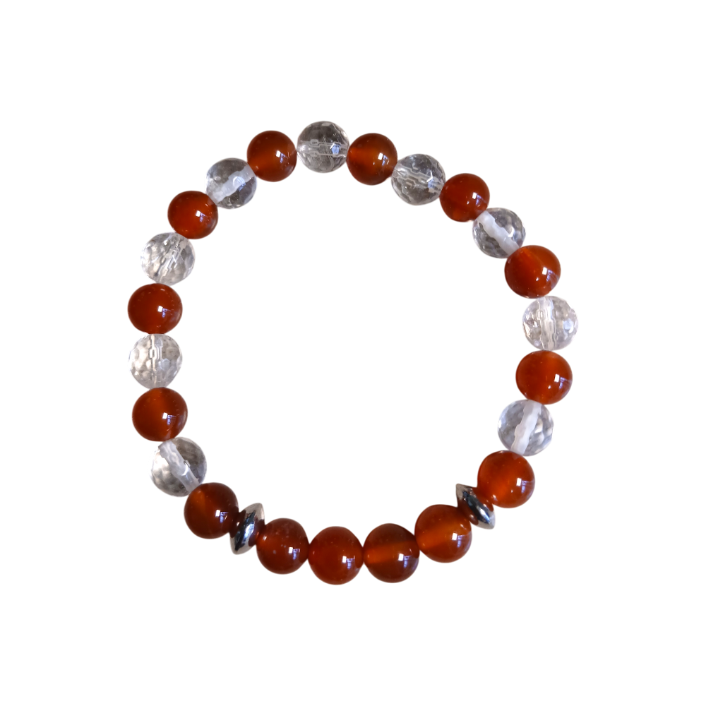 "Flamme originelle" Cornaline & Cristal de roche