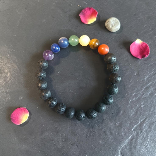 Bracelet 7 chakras et pierres de lave