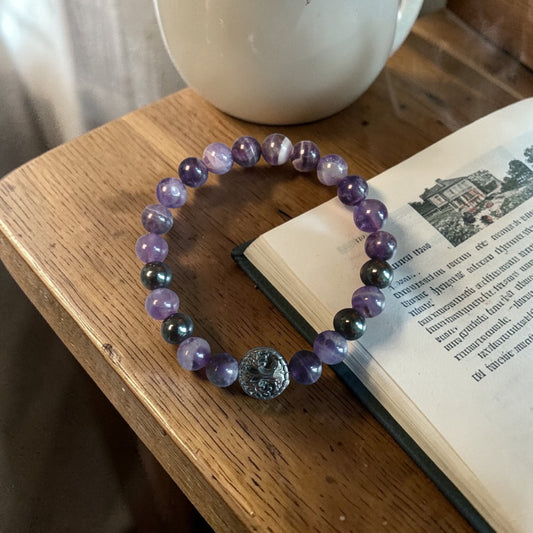 "Union Ciel & Terre" Améthyste chevron & Hématite