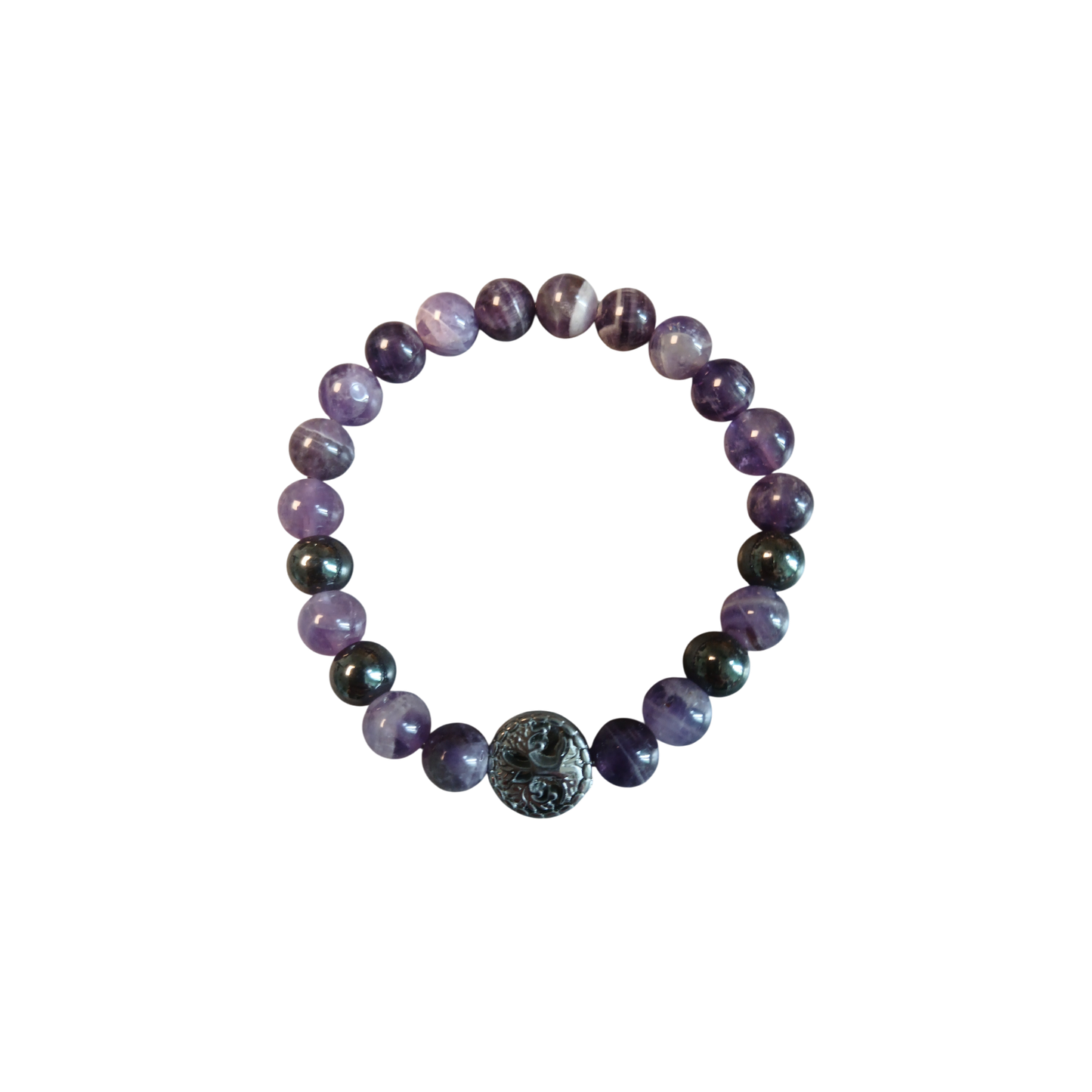 "Union Ciel & Terre" Améthyste chevron & Hématite