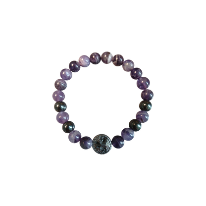 "Union Ciel & Terre" Améthyste chevron & Hématite