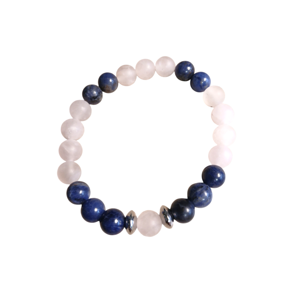 "Harmonie de l'âme" Quartz rose mat & Sodalite