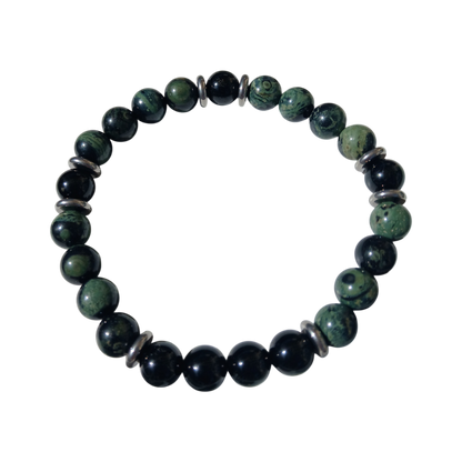 Bracelet Jaspe Kambaba & Spinelle noir "Essence Terrestre"