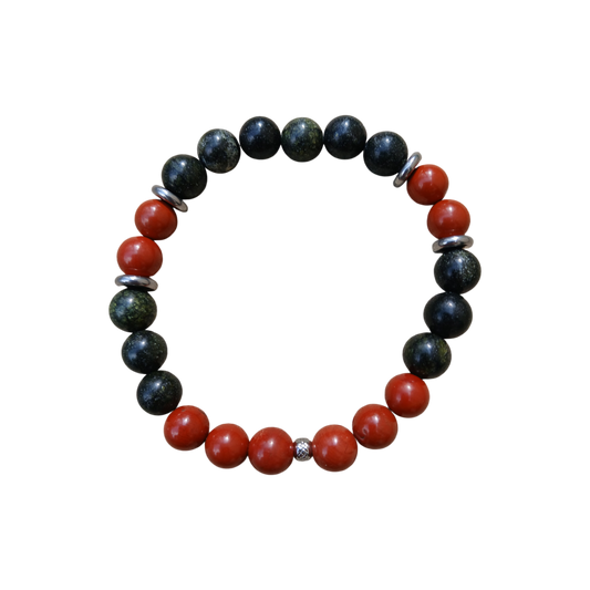 Bracelet Jaspe rouge & Serpentine "Élan Vital"