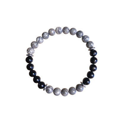 "Équilibre Tellurique" Jaspe Picasso & Tourmaline noire