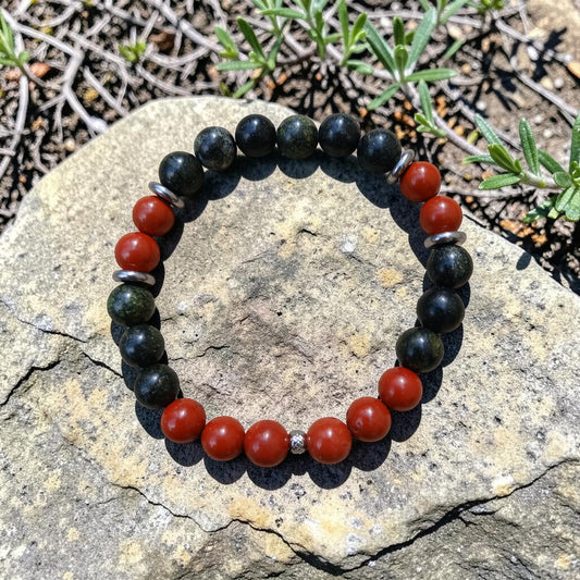 Bracelet Jaspe rouge & Serpentine "Élan Vital"