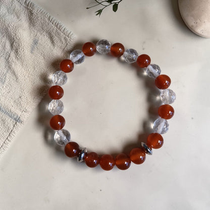 "Flamme originelle" Cornaline & Cristal de roche