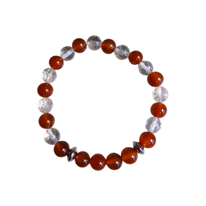 "Flamme originelle" Cornaline & Cristal de roche