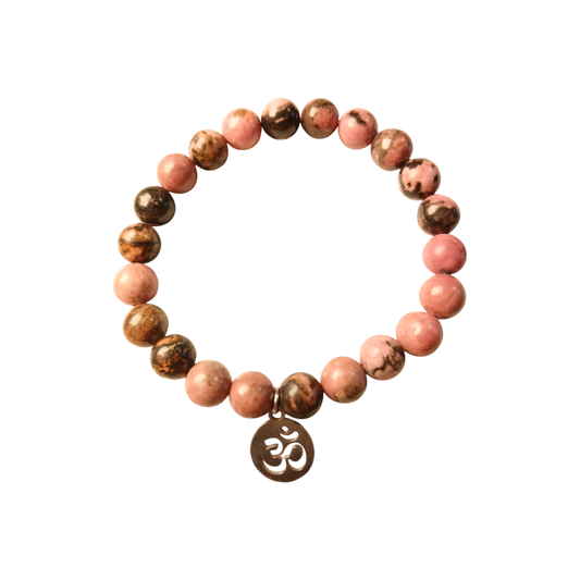 Bracelet "Mantra d'Ozora" Rhodonite & Om