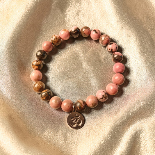 Bracelet "Mantra d'Ozora" Rhodonite & Om
