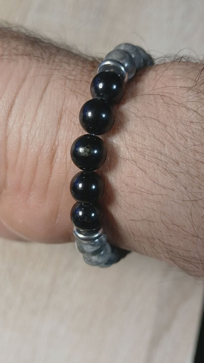 "Équilibre Tellurique" Jaspe Picasso & Tourmaline noire