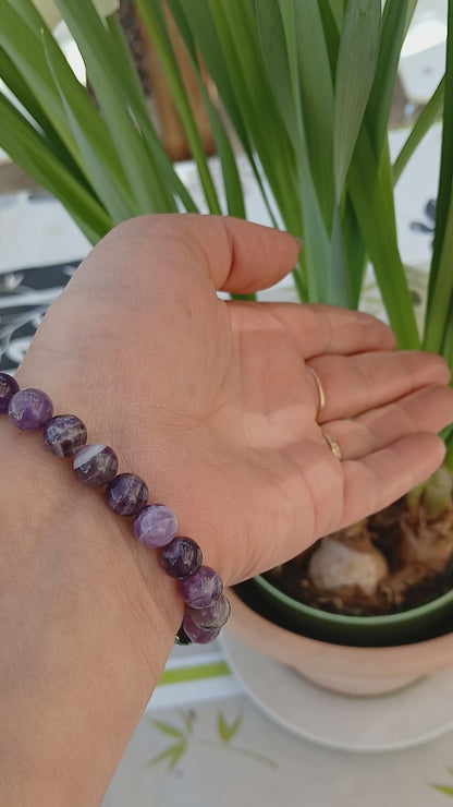 "Union Ciel & Terre" Améthyste chevron & Hématite