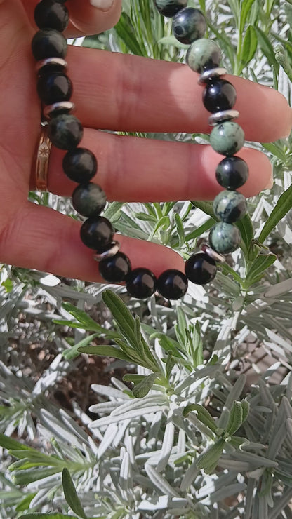 Bracelet Jaspe Kambaba & Spinelle noir "Essence Terrestre"