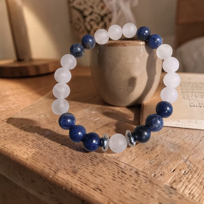 "Harmonie de l'âme" Quartz rose mat & Sodalite